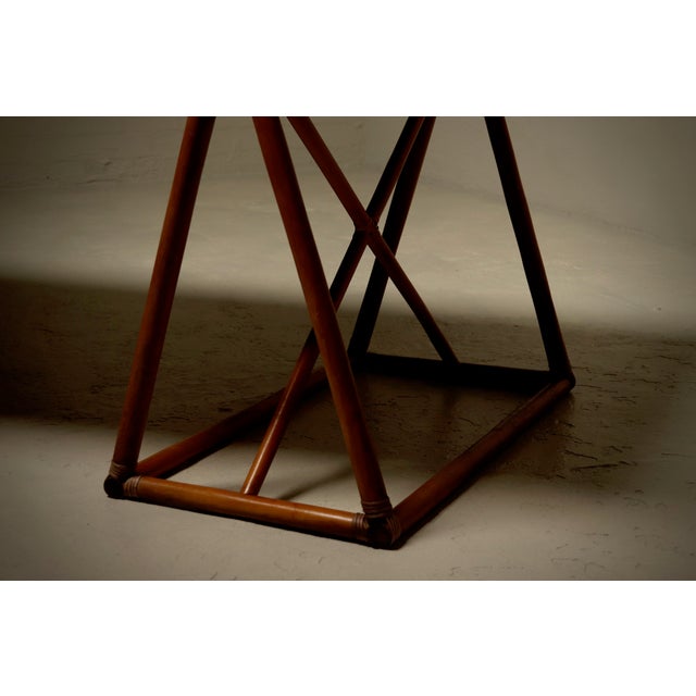 Brown Mid-Century Modern Italian Trestle Dining Table in Bamboo and Rattan, 1970s For Sale - Image 8 of 15