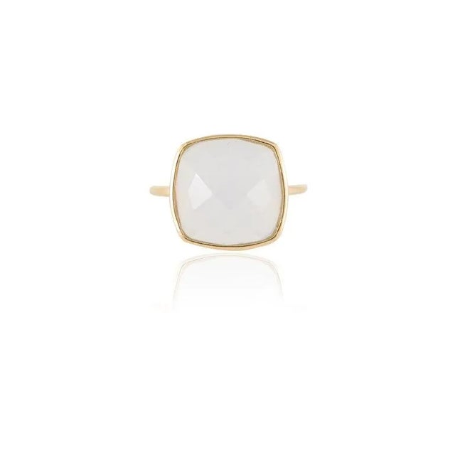 Not Yet Made - Made To Order 4.28 Ctw Bezel Set Chalcedony Gemstone Rings in 14k Solid Yellow Gold Size 6.5 For Sale - Image 5 of 8
