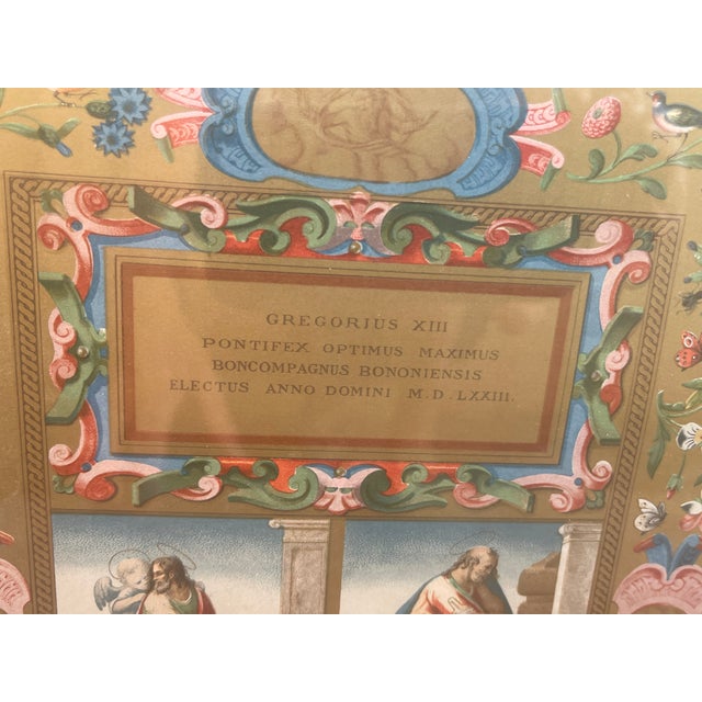 Antique Original Print Plate LXI 1869 Renaissance Pope Gregory XIII & Italy Larson Juhl Gold Leaf Frame For Sale In Santa Fe - Image 6 of 8