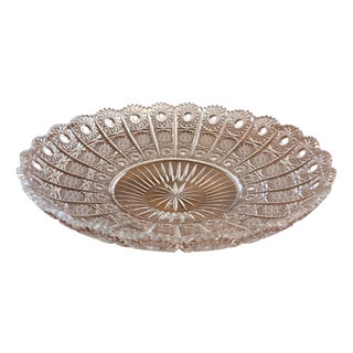 Large Antique Edwardian Cut Glass Dish, 1900 For Sale