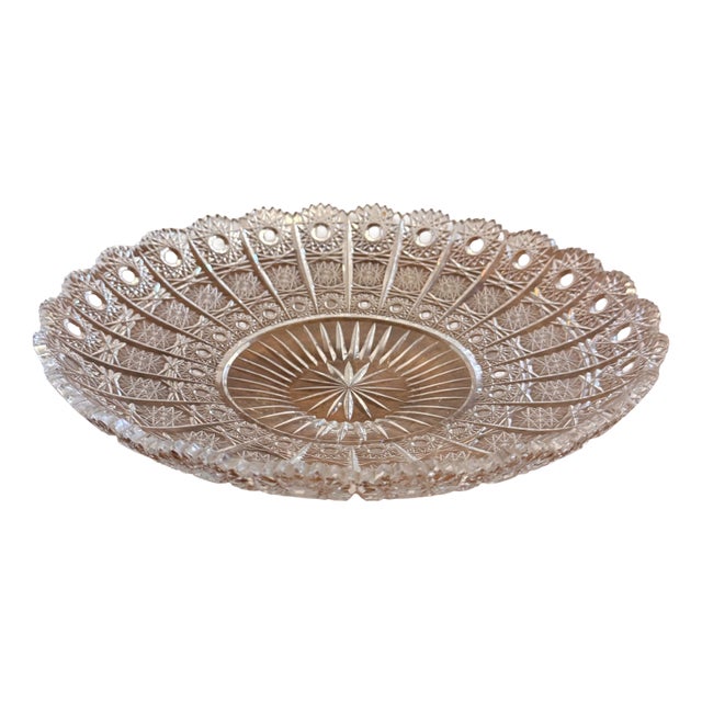 Large Antique Edwardian Cut Glass Dish, 1900 For Sale