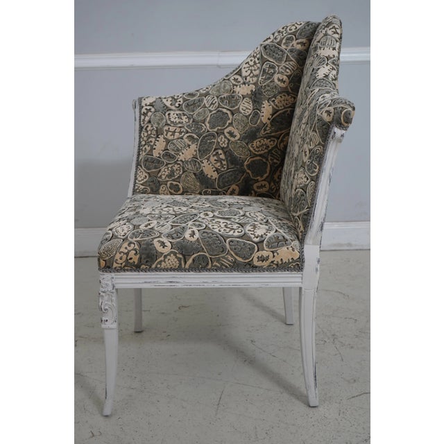 Hollywood Regency Pair Hollywood Regency Custom Upholstered Fireside Chairs For Sale - Image 3 of 12