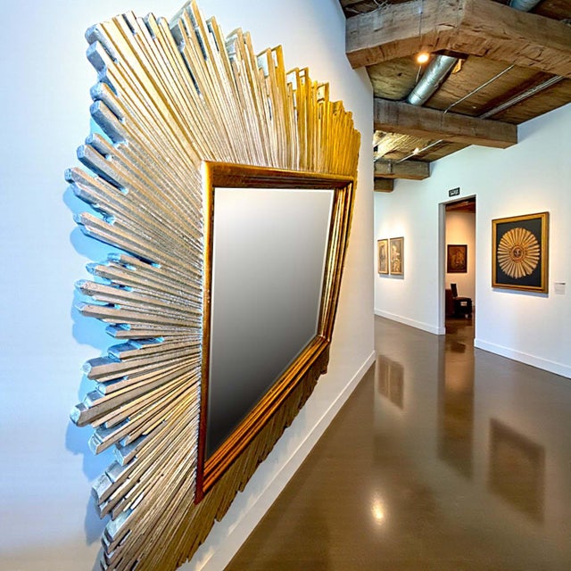 Maitland - Smith 1980s Monumental Maitland-Smith Art Deco–Inspired Gilt Sunburst Mirror 88" X 69" For Sale - Image 4 of 16