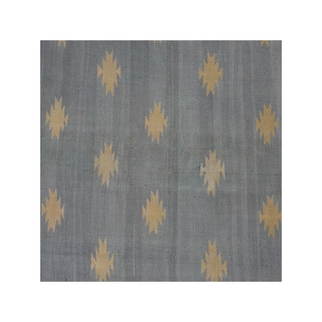 1950s Vintage Dhurrie Rug in Blue With Geometric Pattern in Blue With Beige-Brownfrom Rug & Kilim For Sale - Image 5 of 6