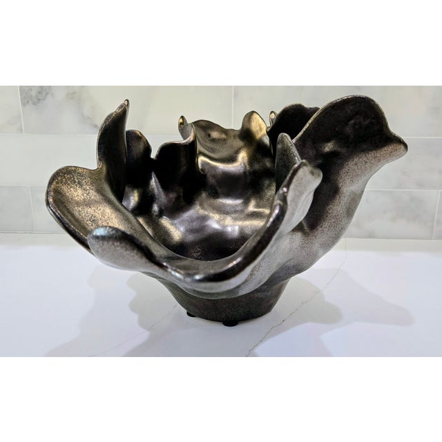 Contemporary Global Views Meteor Bowl, Medium 22" Handcrafted Glazed Ceramic, Portugal For Sale - Image 3 of 11