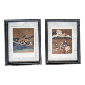 Set of 2 Vintage Japanese Art Prints Framed