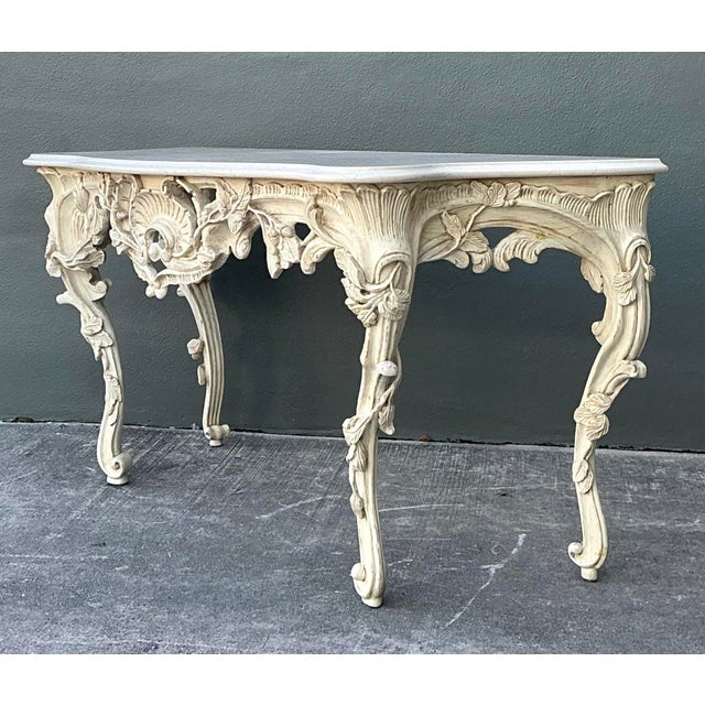 Vintage Louis XVI Stone Top Console Table For Sale - Image 10 of 12