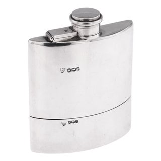 Vintage 20th Century English Silver Hip Flask, Sheffield, 1932 For Sale