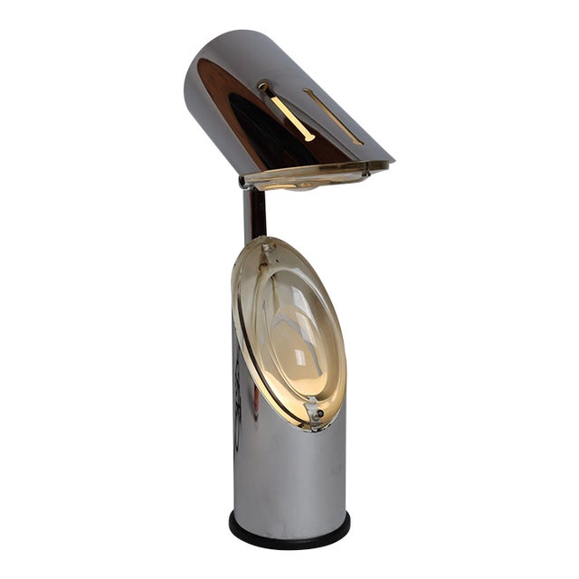 Vintage Italian Chrome and Glass Collapsible Table Lamp by Oscar Torlasco For Sale
