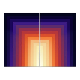 2026, Color Field Giclée Diptych, Sunset Portals, Abstract Geometric, Limited Edition by Cyd Fontaine For Sale