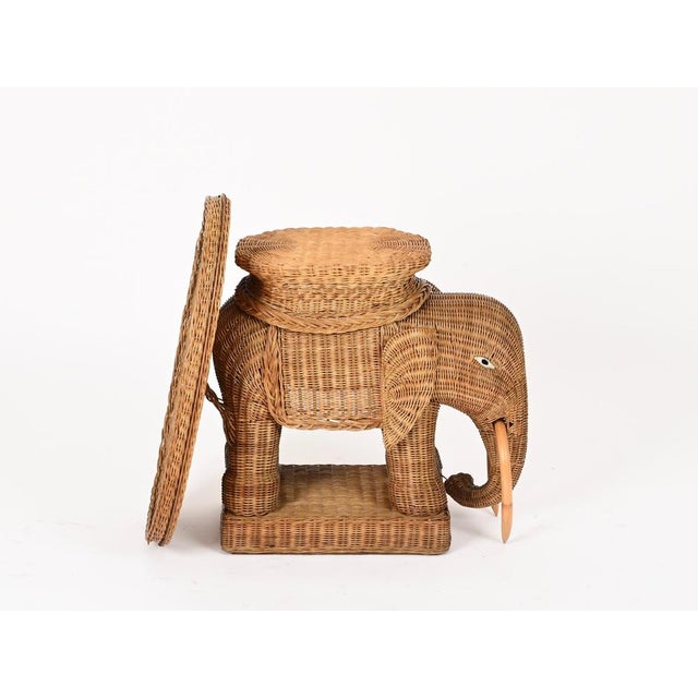 Large Rattan and Wicker Elephant Side Table from Vivai Del Sud, Italy, 1970s For Sale - Image 10 of 16