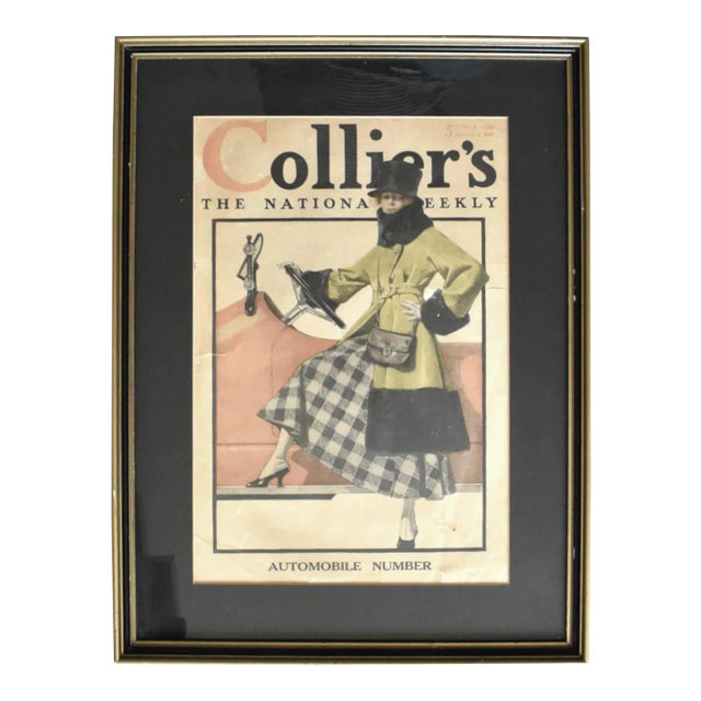 Antique 1917 Collier's Weekly Automobile Number Framed Print For Sale