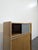 Modernist Side Table with Grey and Yellow Glass Doors in Oak Veneer For Sale - Image 4 of 9