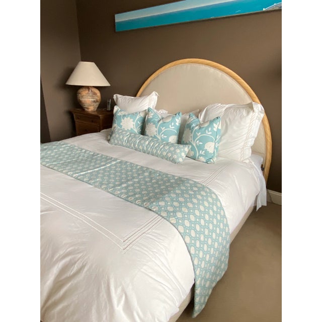 2010s Professionally Designed Throw Pillows With Bolster & King Size Runner Set- 5 Pieces For Sale - Image 5 of 12