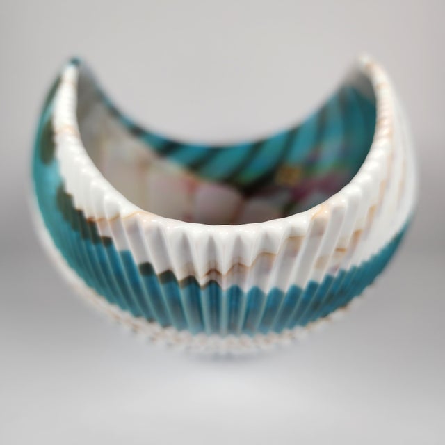 Murano Art Glass Shell Bowl Venice Centerpiece Iridescent Italy Handmade For Sale - Image 12 of 14