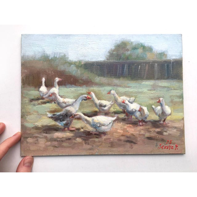Framed Goose Original Painting Summer Landscape For Sale - Image 11 of 15