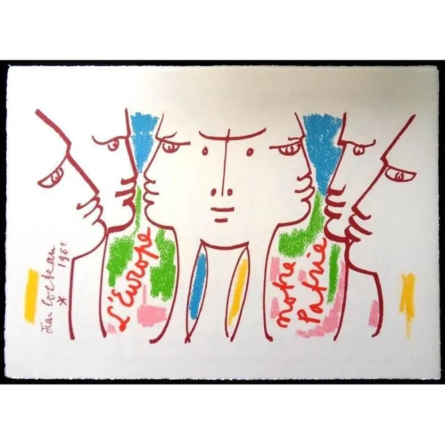Jean Cocteau - Europe Our Homeland - Original Lithograph 1961 For Sale - Image 6 of 6