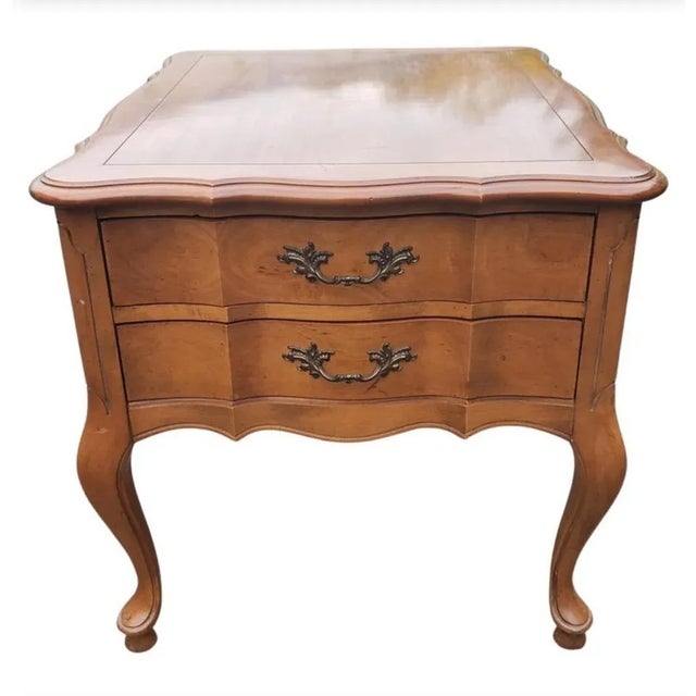 White Furniture White Furniture French Country Two-Drawer Maple Side Tables For Sale - Image 4 of 10