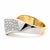 An authentic and substantial fine jewelry statement ring crafted in solid 18k two-tone yellow and white gold. Featuring a...