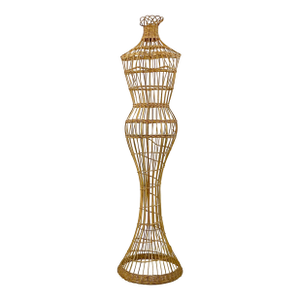Mid-Century Boho Chic Hollywood Regency Wicker Female Form Decorative Object.