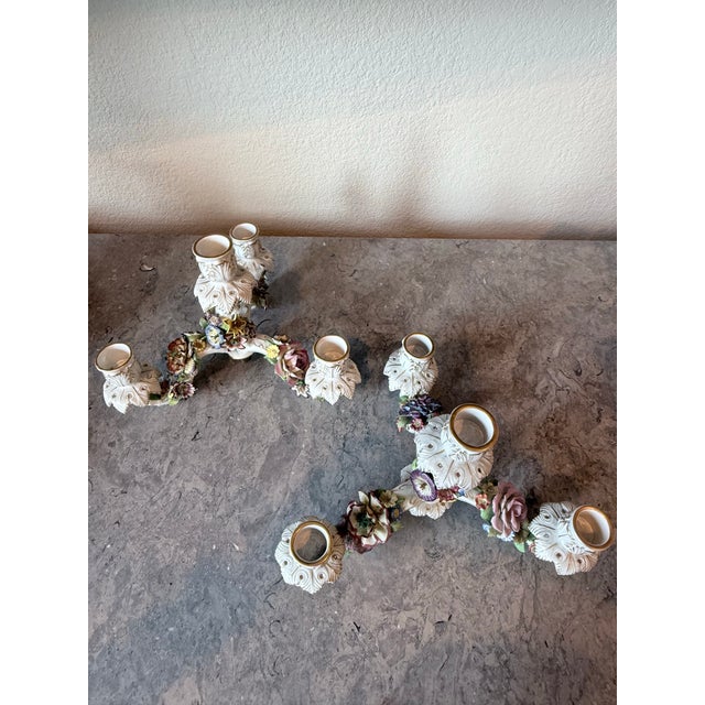 Ceramic Antique Von Schierholz German Porcelain Cherub Quadruple Candelabras - Two Units For Sale - Image 7 of 12