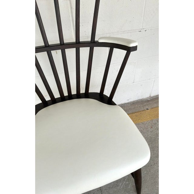 Revelation Modern White Leather Windsor Low Country Dining Chairs Set of 4 For Sale In Atlanta - Image 6 of 7