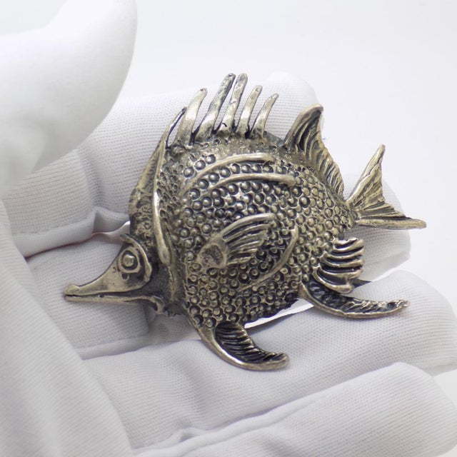 An important vintage miniature depicting a tropical fish, resembling a longnose butterflyfish, handcrafted in Arezzo...