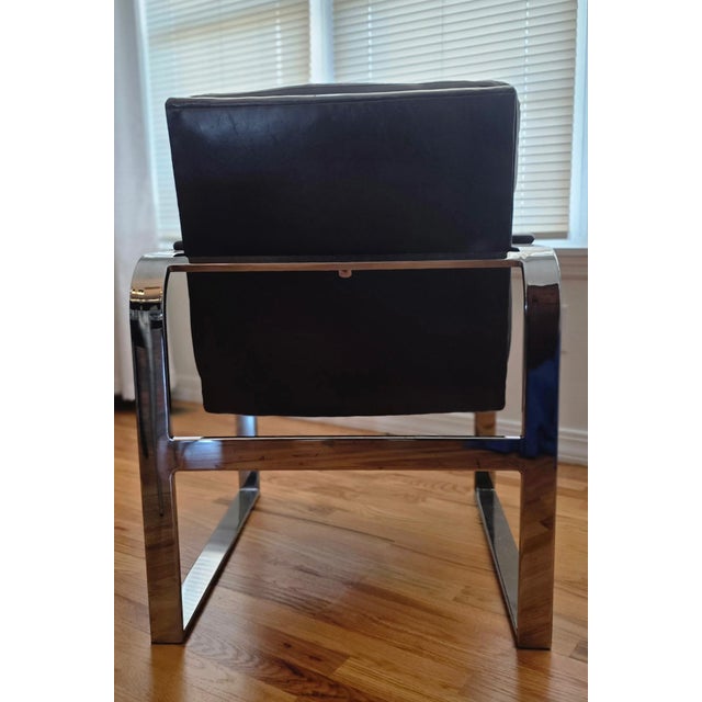 Bloomingdale's 1965 American Modernist Flat-Bar Lounge Chairs for Bloomingdale’s - A Pair For Sale - Image 4 of 9
