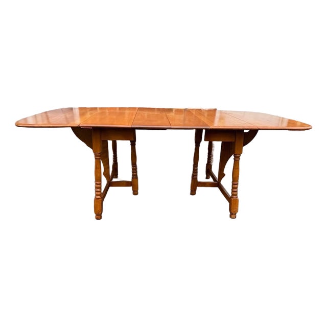 Vintage Art Decor Style Solid Hard Rock Maple Butter Fly Leave Dining Table For Sale