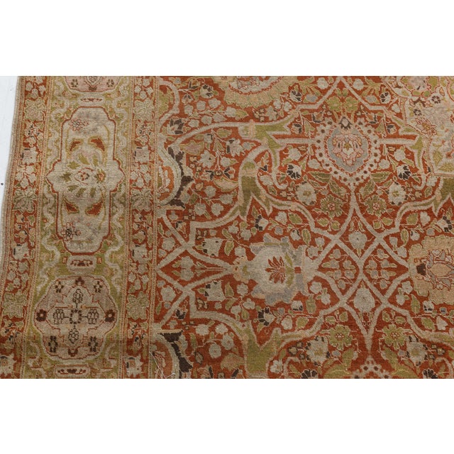 Fine Antique Persian Tabriz Hand Knotted Wool Rug For Sale In New York - Image 6 of 10