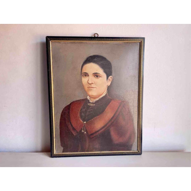 Unknown, Portrait of a Lady, 1894, Oil on Cardboard For Sale - Image 11 of 12