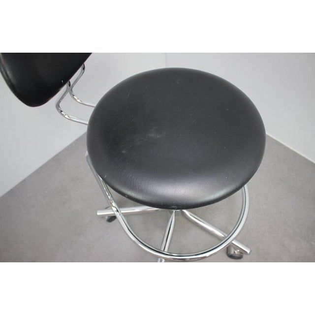 Adjustable Chrome Swivel Office Chair on Casters, Czechoslovakia, 1980s For Sale - Image 4 of 13