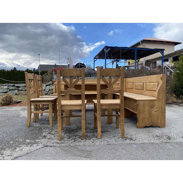Vintage Rustic Corner Dining Set, Set of 6 For Sale - Image 11 of 12