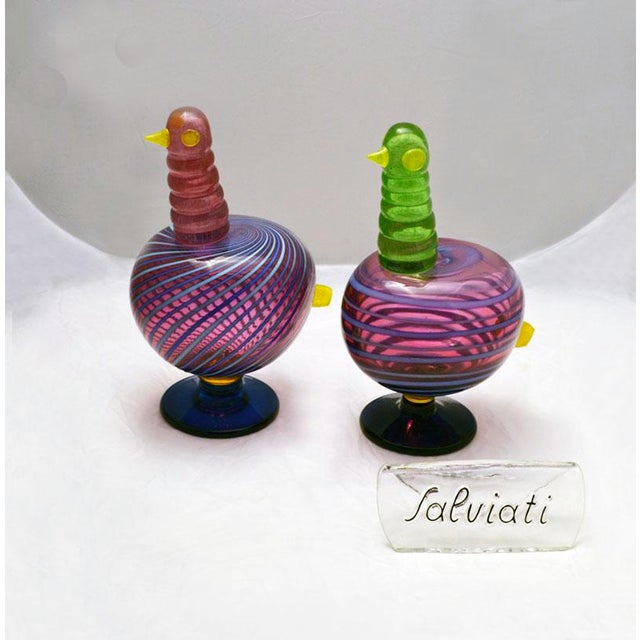 Pair of sculptures representing two hens, designed by Luciano Gaspari for Salviati Murano in the 70s. Realized with...