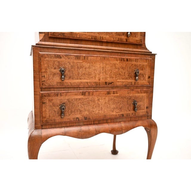 Antique Burr Walnut Chest on Chest of Drawers, 1890 For Sale - Image 9 of 10