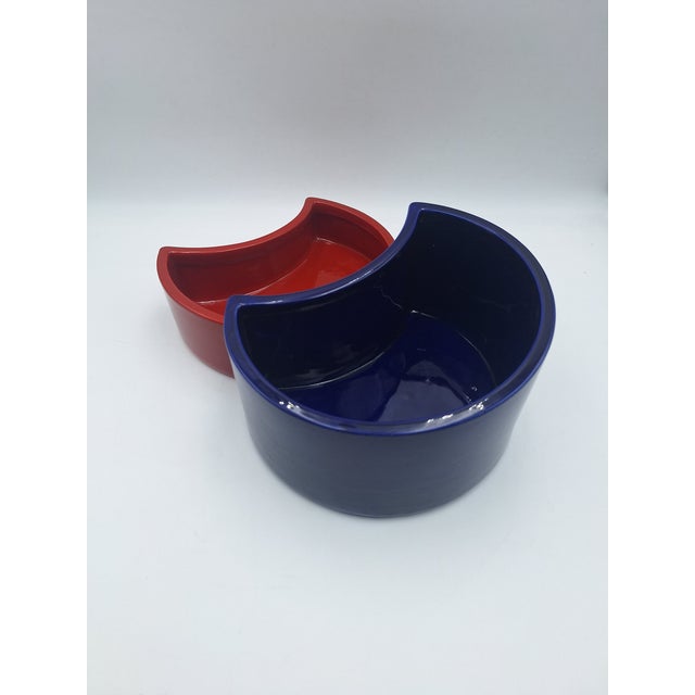 1990s Vintage V-Bol Vases in Glazed Clay by Zaven for Zanotta, 1990s, Set of 2 For Sale - Image 5 of 15