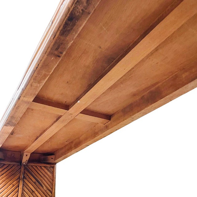 Mid-20th Century Pencil Reed Rattan Chevron Console Table For Sale - Image 9 of 9