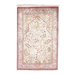 Persian Silk QUM Rug - 4'3" X 6'7" For Sale