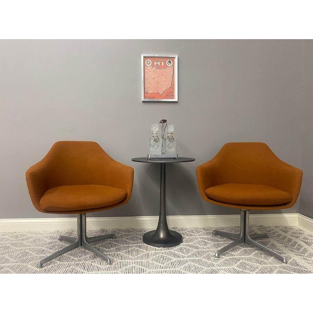 Mid-Century Modern Vintage, Mid Century Modern Vecta Group Swivel Chairs in Burnt Orange For Sale - Image 3 of 12