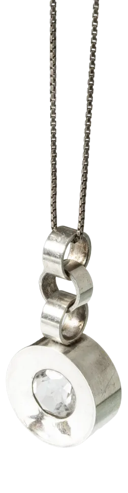 Silver and Rock Crystal Pendant by Elis Kauppi, 1960s
