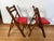 Mid 20th Century Folding Chairs by Nevco Furniture Corp., Red Vinyl & Walnut Finish — Set of 2 For Sale - Image 4 of 11
