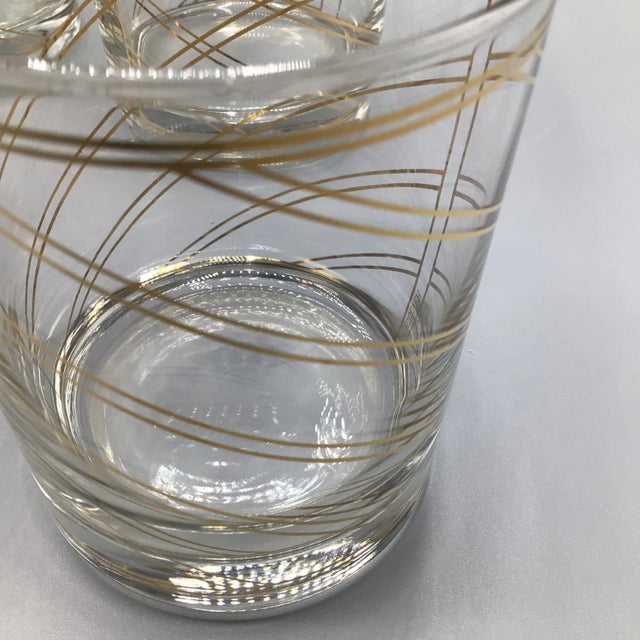 Culver Ltd. Gold Spiral Striped Culver Lowball Glasses - Set of 4 For Sale - Image 4 of 13