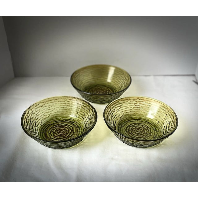 Mid 20th Century Vintage Mid-Century Modern 1960s Anchor Hocking Avocado Green Glass Bowls- Set of 3 For Sale - Image 5 of 6