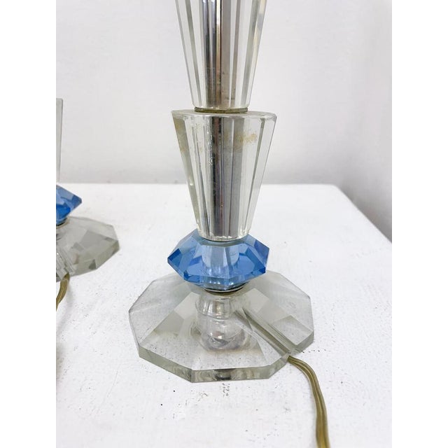 Glass Mid-Century Modern Crystal Candlestick Table Lamp, 1930s For Sale - Image 7 of 10
