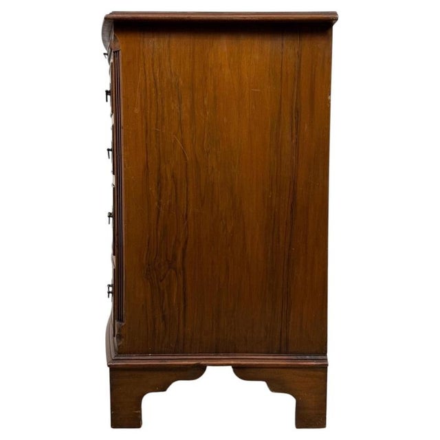 20th Century English Bow-Front Burr Walnut Chest of Drawers For Sale - Image 12 of 13