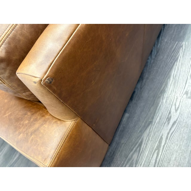 Contemporary Rh Maxwell Leather 2-Cushion Sofa | Italian Brompton Leather – Cocoa | Down-Feather Fill For Sale - Image 3 of 18