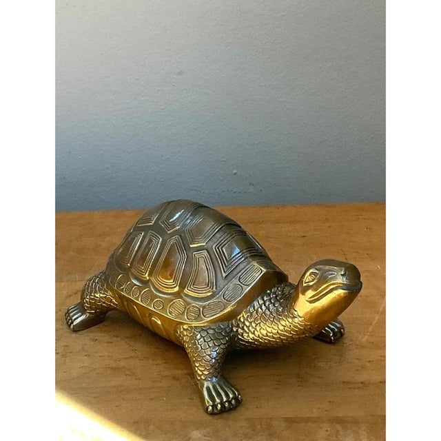 Vintage Burnished Brass Turtle For Sale - Image 4 of 12