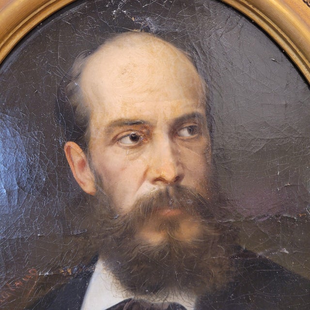 French School Artist, Male Portrait, 1800s, Oil on Board, Framed For Sale - Image 4 of 18