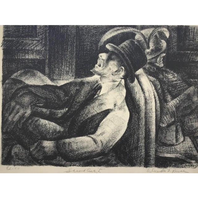 Wonderful lithograph by renown American artist Alexander Z.Kruse(1888-1972). Stamped Jan8 1930 on back of plate . Pencil...