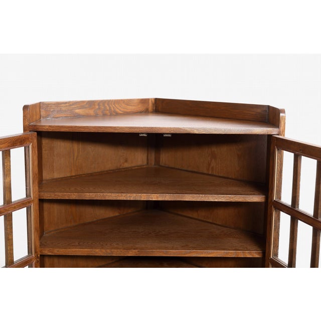 Mission Oak Corner Bookcase / Cabinet - Walnut For Sale In Chicago - Image 6 of 8